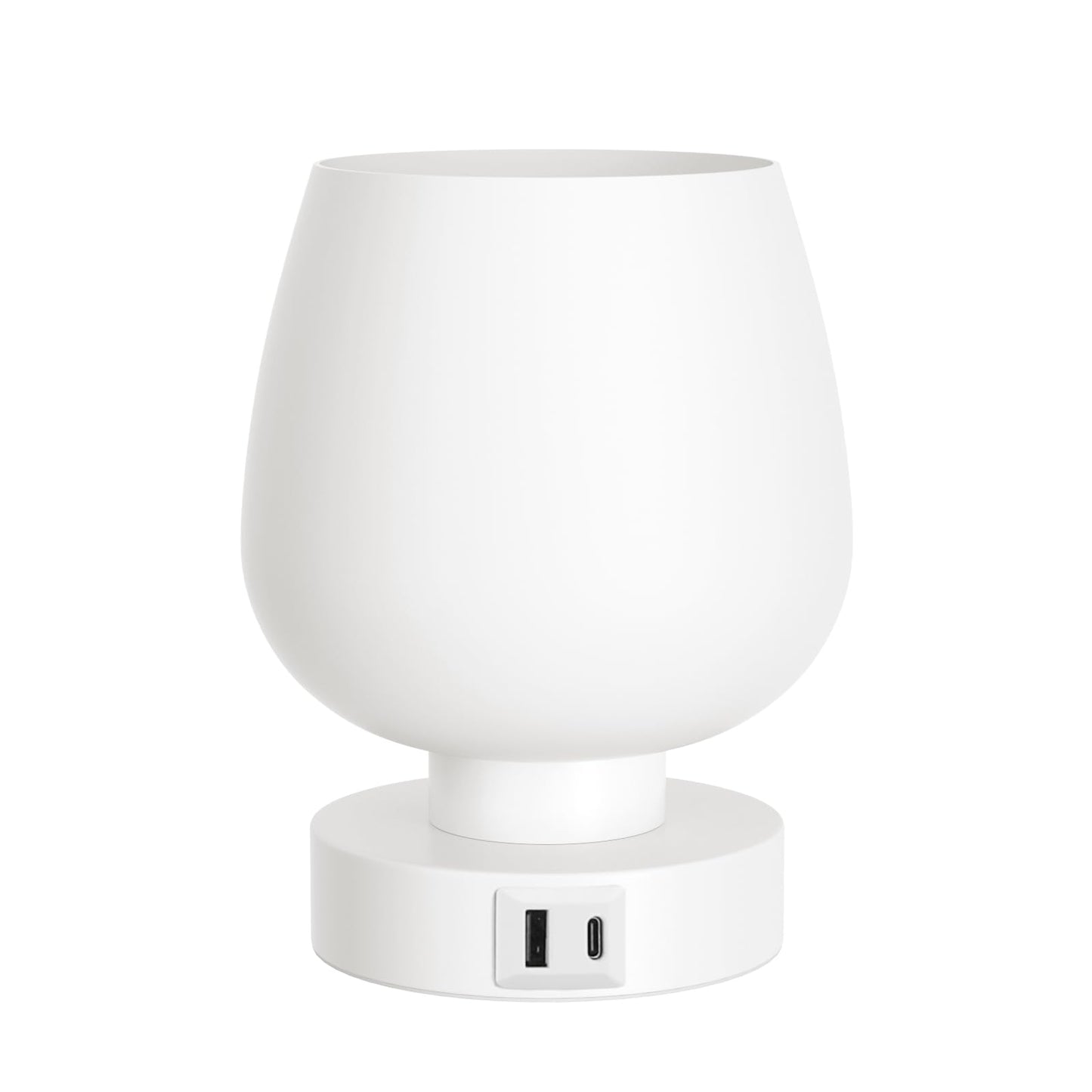Touch Table Lamp for Nightstand - Bedside Lamp with USB C+A Charging Ports for Bedroom Living Room Night Stands, Desk Lamp with White Glass Shade for Small Spaces, 3 Way Dimmable, LED Bulbs, Gifts