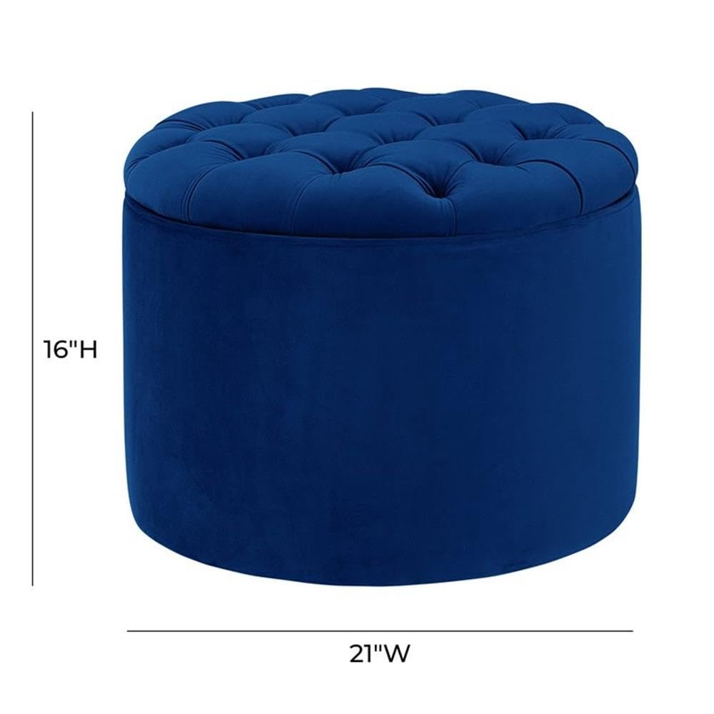 Tov Furniture Queen Navy Velvet Storage Ottoman