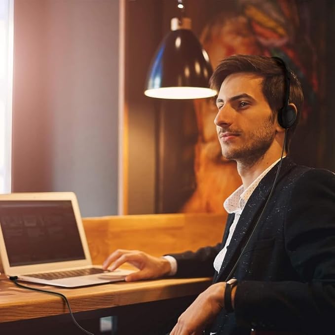 Maeline Kids Headphones for School Classroom K-12, Library, Museum, Travel, On Ear Stereo Headset with Adjustable Band & Faux Leather Cushions - 3.5mm Plug - 40 Pack - Black