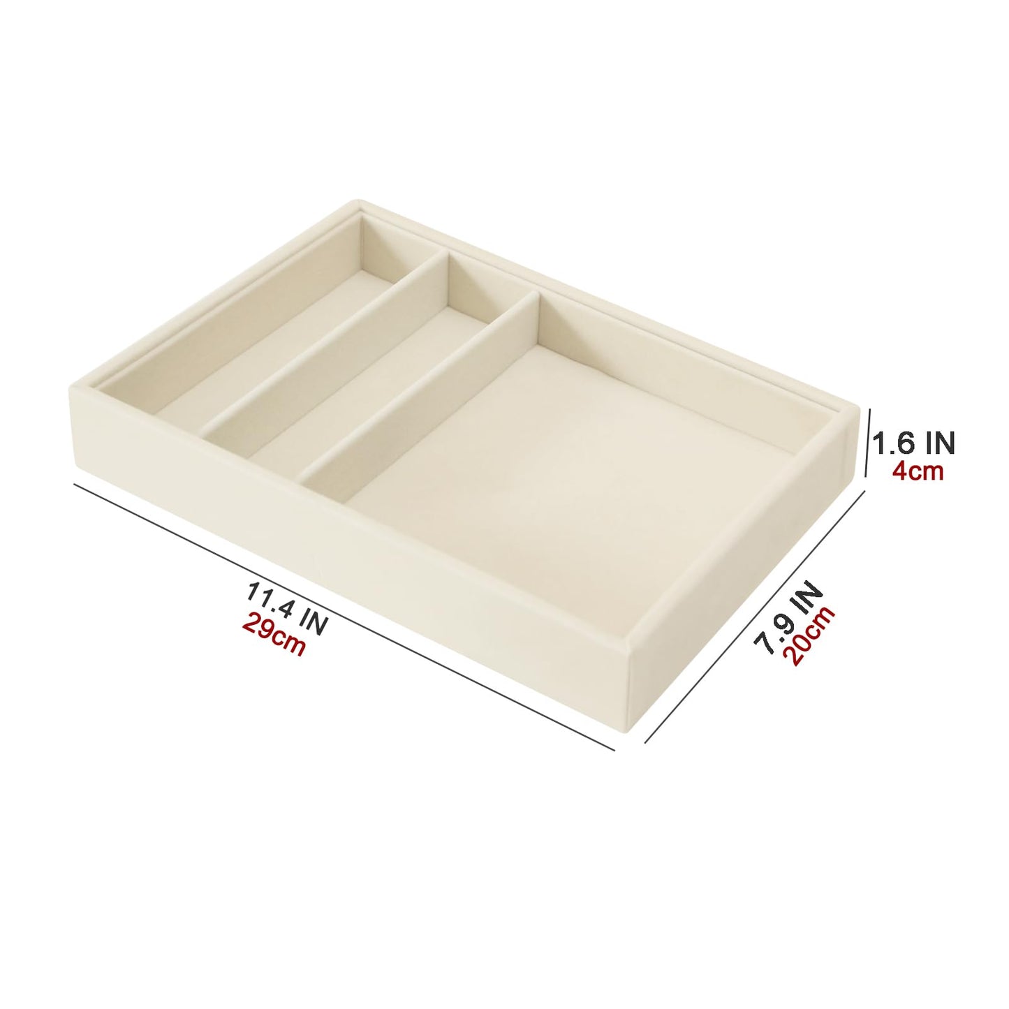 Bedside Organizer - Multi-use Nightstand & Desk-top Catchall Tray for Jewelry, Sunglasses, Phone, Watch, Perfume, Lipstick (Beige 3Grid)