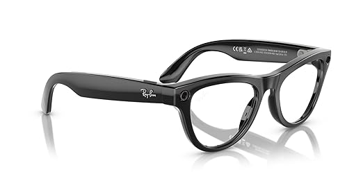 Ray-Ban Meta (Gen 1) Skyler, Shiny Black | Smart AI Glasses for Men, Women — 12 MP Camera, Open-Ear Speakers for Audio, Video Recording, Bluetooth — Transitions® Cerulean Blue — Wearable Technology