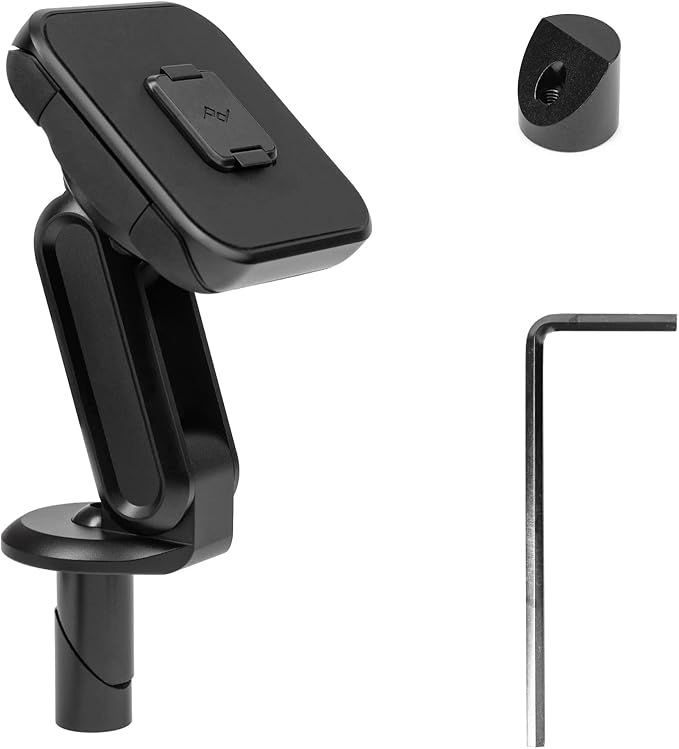 Peak Design Mobile Motorcycle Stem Phone Mount, Non-Charging, SlimLink Mounting Technology, Rigid Arm, Fits Hollow Steering Stem Nuts (13-26mm), Vibration Isolator, Motorcycle Phone Mount
