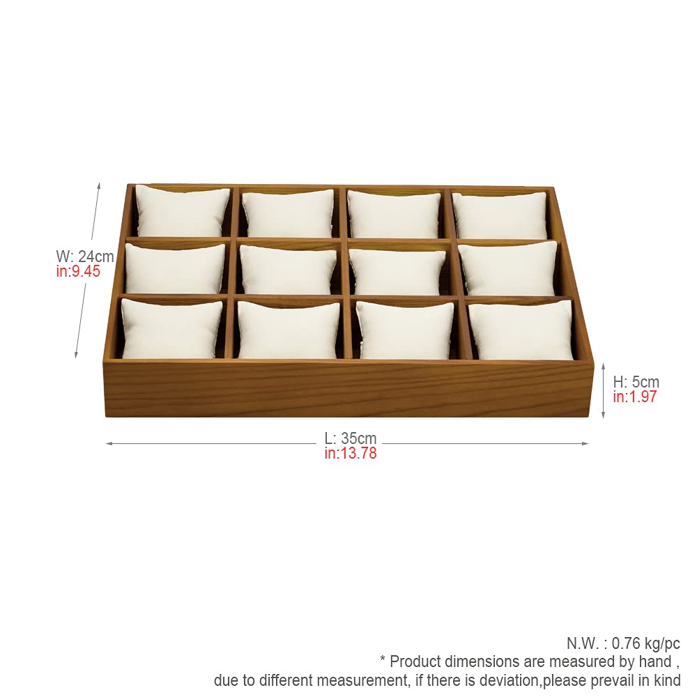 Woodten Solid Wood Watch Storage Tray for Drawer Watch Pillow Organizer Display Tray Showcase (Beige)