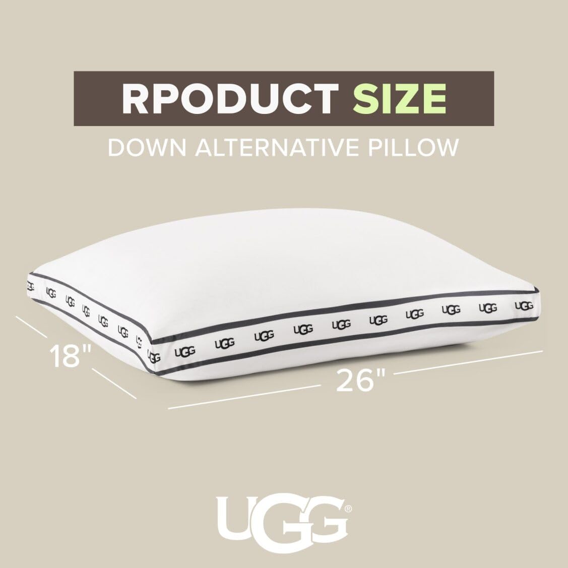 UGG Queen Bed Pillow – Gusseted Down Alternative Pillow in Standard Size, Medium Firm Sleeping Pillows, Premium Luxury Home Decor Hypoallergenic Pillow for Queen Bed, White (Devon)