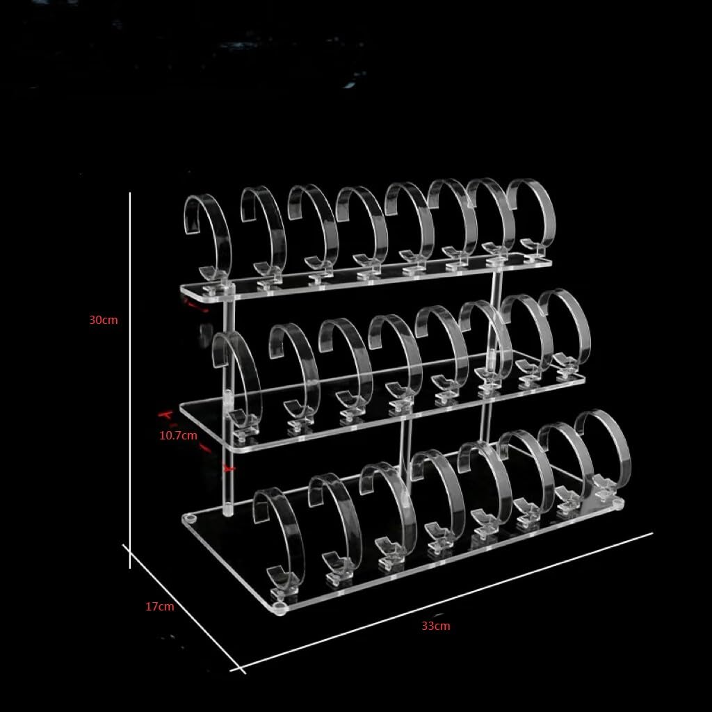 Missartist 3-Tier Watch Display Stand Organizer, 24 Piece Jewelry Holder Rack Watch Display Holder Watch Display Rack -Clear Acrylic