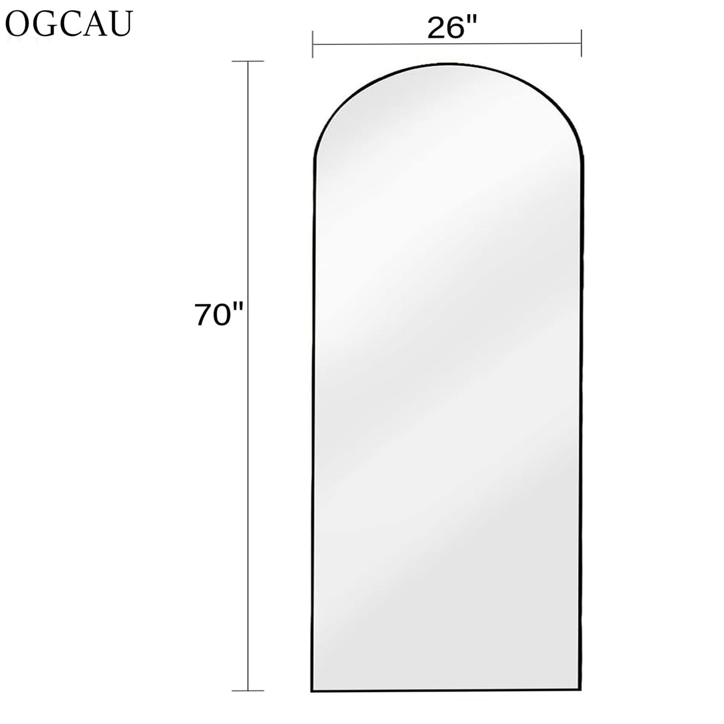 OGCAU Full Length Mirror, 70"x26" Arched Full Body Floor Mirror with Stand, Hanging or Leaning, Standing, Wall Mounted with Aluminum Frame for Bedroom Living Room (Black)