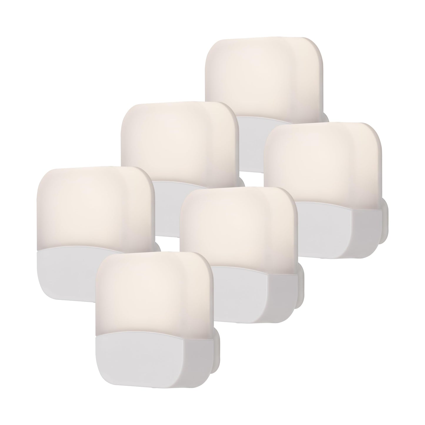 Lights by Night Plug In Night Light Bedroom Decor Apartment Essentials LED Lights Ambient Lighting Dusk to Dawn Sensor Nightlight Bathroom, Square 6 pack
