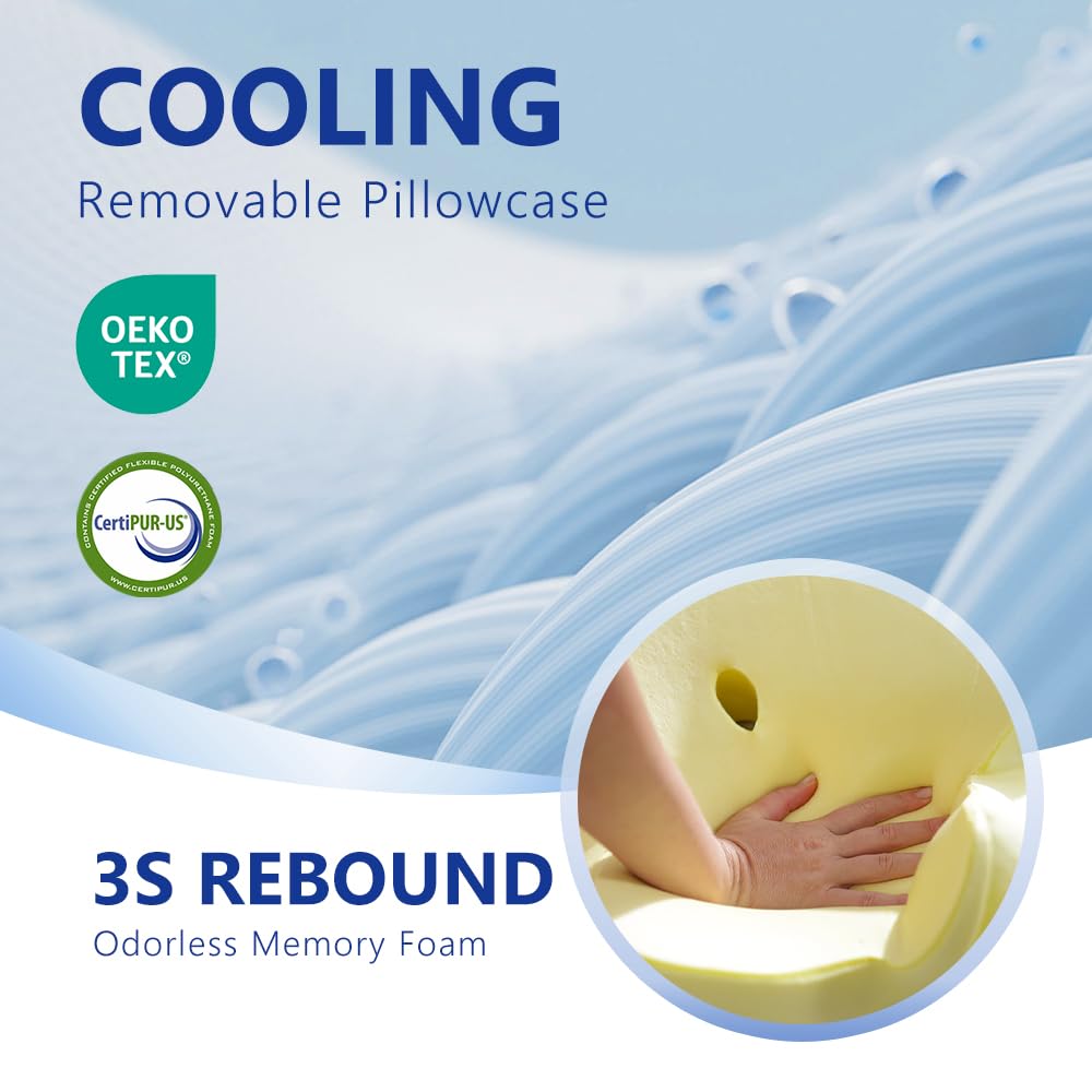 BNXIANG Cervical Neck Pillow for Neck Pain Relief & Sleeping, Ergonomic Contour Neck Support Pillow, Memory Foam Orthopedic Pillow for Side, Back, Stomach Sleepers