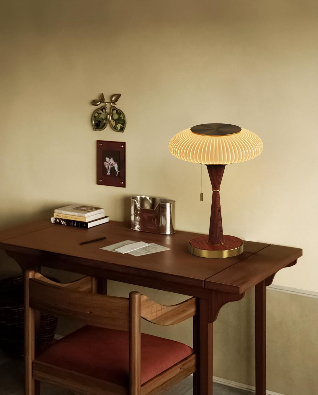 Mushroom Lamp Table Lamp for Bedroom,Desk Bedside Small Lamps for Living Room Night Stands,Mushroom Decor Cute Mini Modern Mid Century Lamps,Aesthetic Home Living Room Decor (Gold+ Yellow Shade)