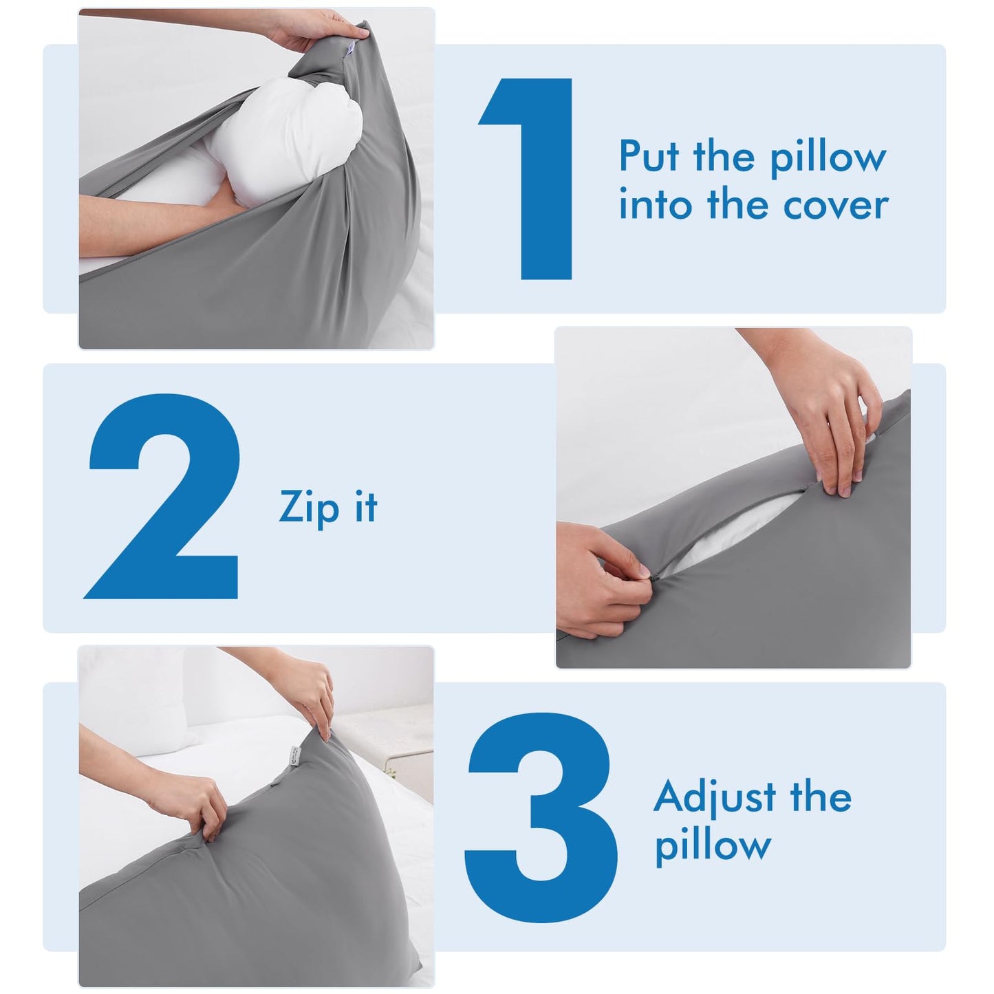 Avolare Cooling Body Pillow Cases 1 Pack,Arc-Chill 3.0 Cooling Body Pillow Cover for Hot Sleepers with Zipper(Q-Max>0.5), Soft Silky 20" x 54" Summer Long Pillow Cases for Hair and Skin- Grey