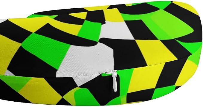 Women’s Travel Pillow U-Shaped Memory Foam Neck Rest, 3D Realistic Abstract Green Pattern U-Shape, Washable Airplane Car Support