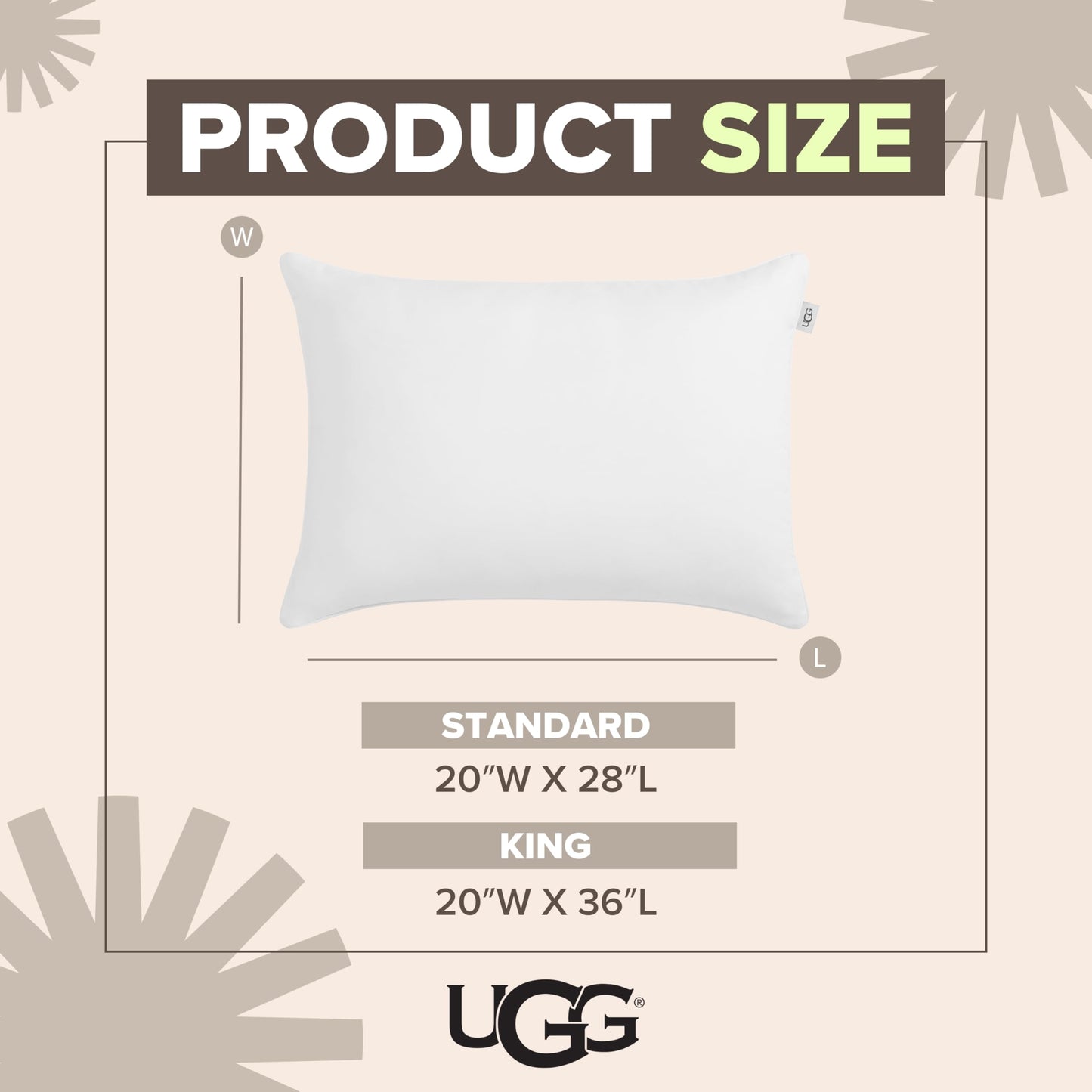 UGG Danielle Cooling Pillow King Size Hypoallergenic Down Alternative Luxury Hotel Bed Pillow for Stomach Back or Side Sleeper with Machine Washable Cover, 20-inch x 36-inch, White
