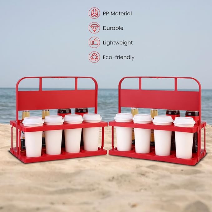 musbus Reusable Drink Carrier with Handle for Delivery Drivers, Portable Cup/Coffee Holder Accessories for Delivery, Foldable Drinks Caddy with Tray, Car Durable Plastic Festive Bottle, Vacation