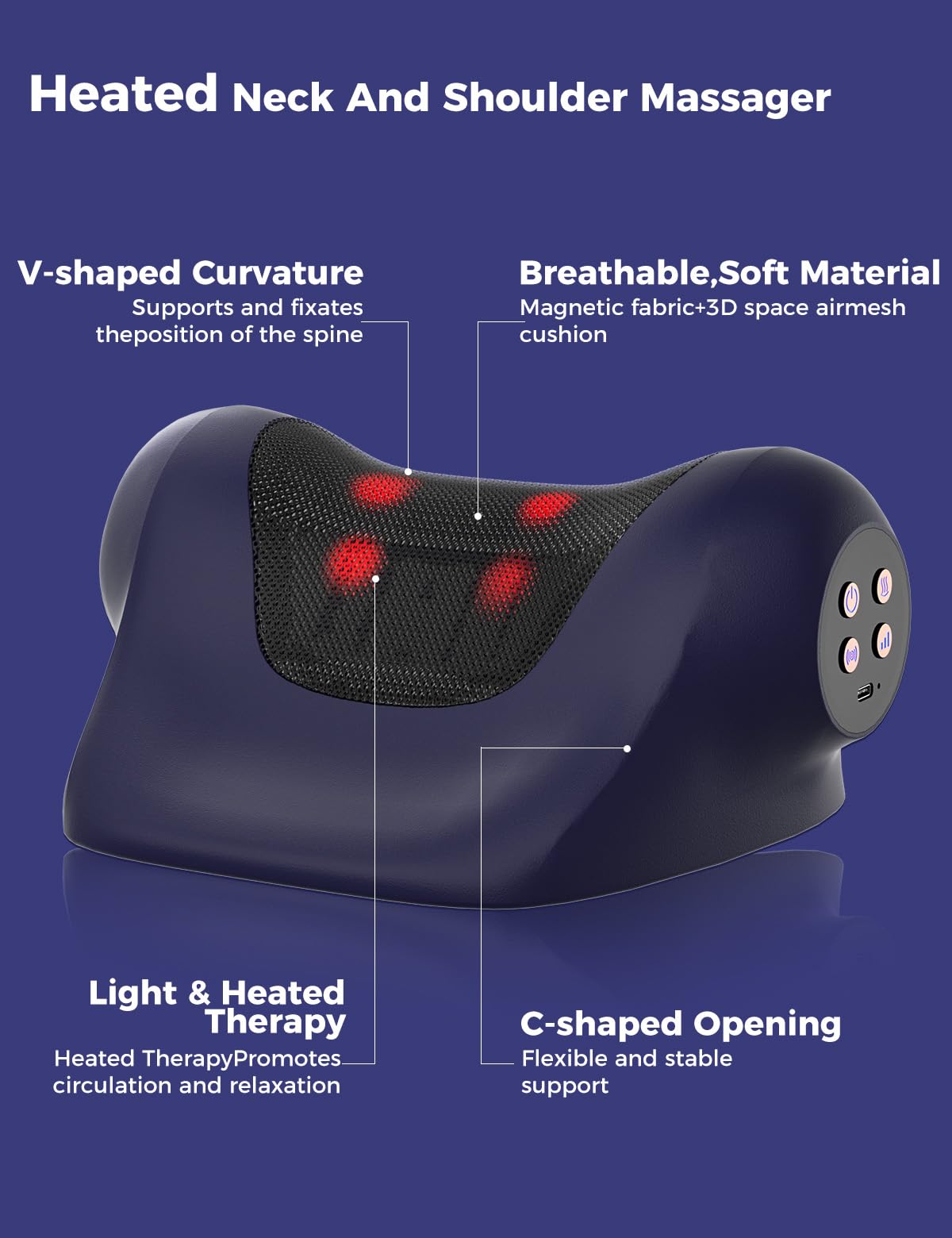 Heated Neck Stretcher for Pain Relief,Cervical Traction Device,3 Vibration Modes Portable Wireless Neck and Shoulder Relaxer Hump Corrector Pillow for TMJ Pain Relief and Cervical Spine Alignment