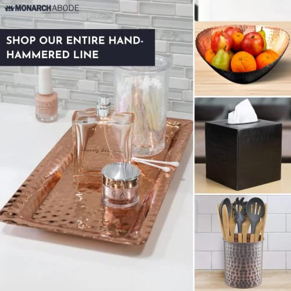 Monarch Abode Decorative Tray – 12-Inch Hand Hammered Nickel Finish Metal Bathroom Tray Countertop, Vanity Trays Organizer, Perfume Plate for Dresser, Kitchen Countertop Small Fruit Platter