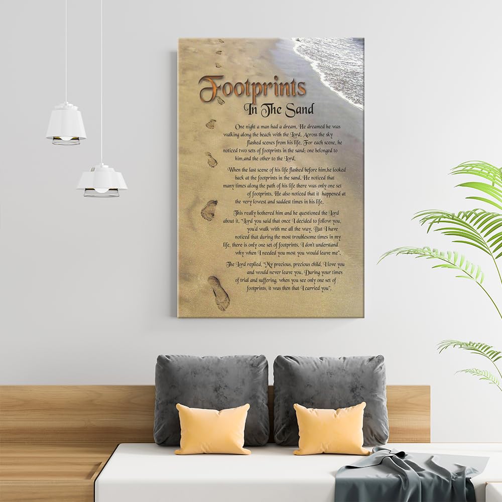 QFART Wall Art Canvas Footprints in The Sand Posters HD Canvas Print Posters Modern Home Decor Wall Art Canvas UnFramed,08x12inch(20x30cm)