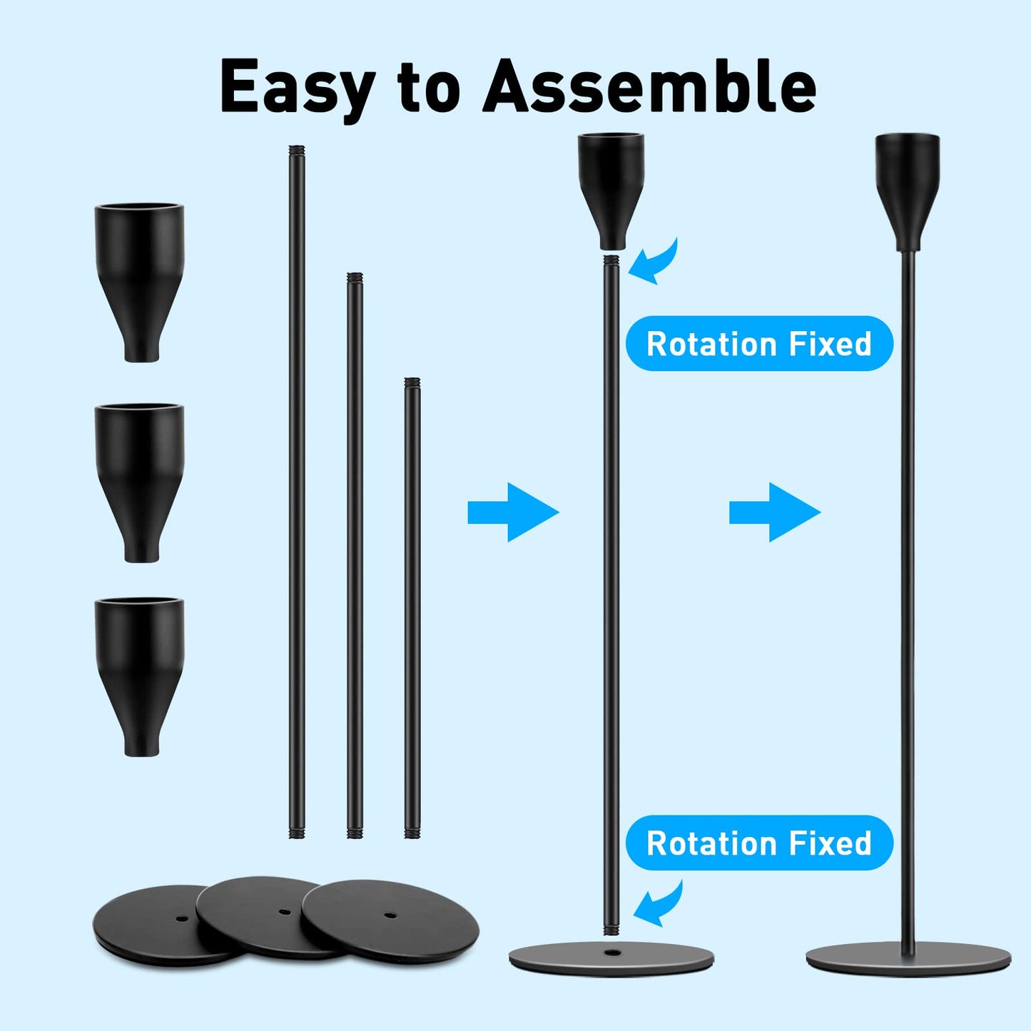Black Candlestick Holder Set of 24 for Taper Candles, Decorative Candle Holders Bulk Candle Stick Holders Taper Candle Holders for Table Centerpiece Wedding Dinning Party Anniversary Home Decor