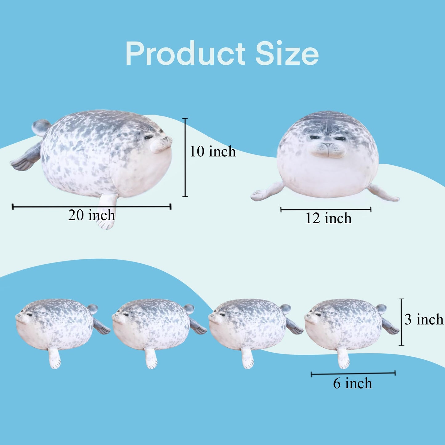 LUXSIT 20 Inch Chubby Blob Seal Pillow with 4 Babies, Large Seal Plush Pillow, Soft and Cute Seal Stuffed Animal Toy for Kids and Adults, Great Gift Idea for Christmas, Birthdays and Anniversaries