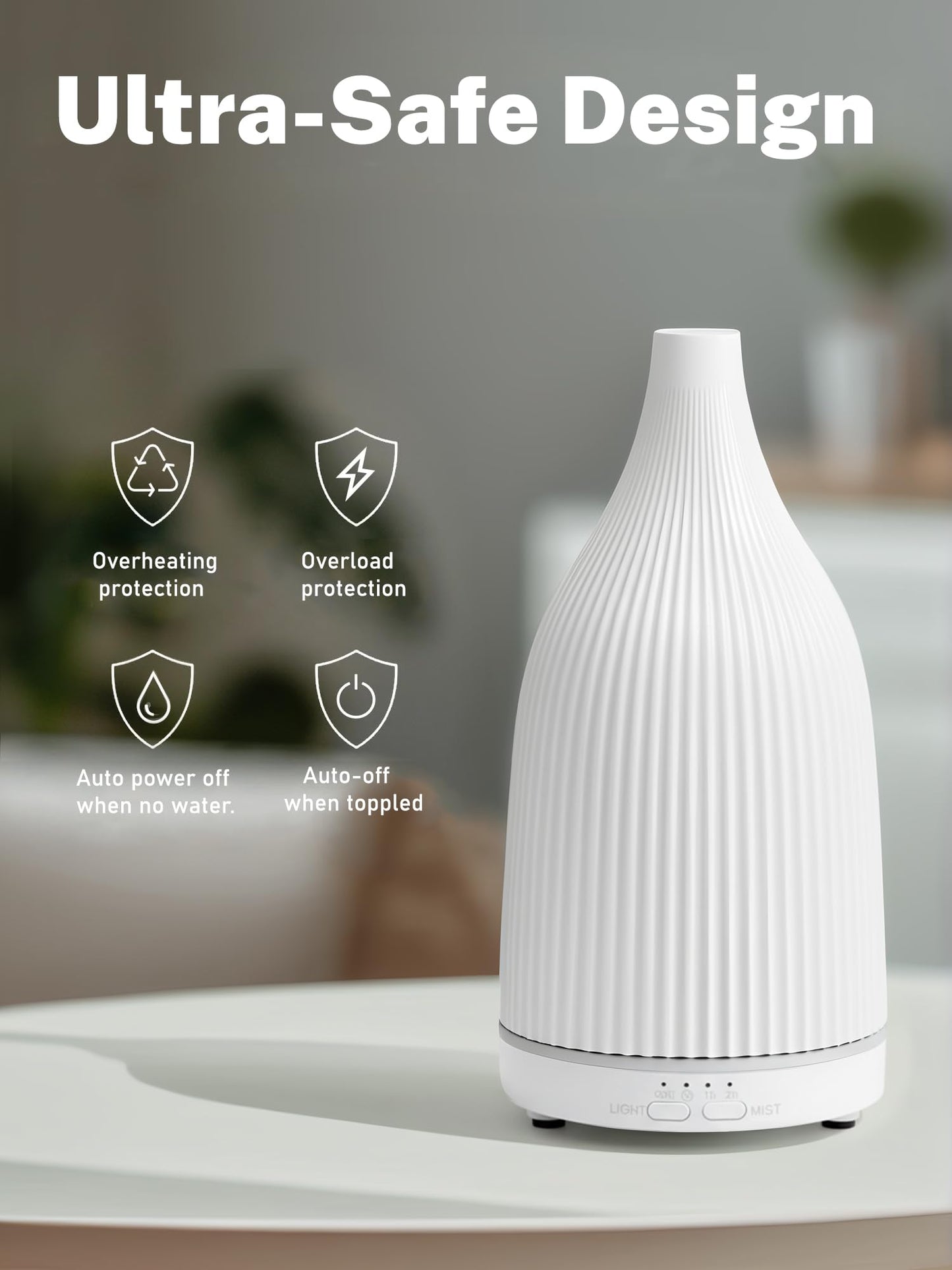 TTJ 70ml Essential Oil Diffuser, Ultrasonic Aromatherapy Diffuser with DC 5V USB Power, Timer Function, Dimmable LED Night Light, Quiet Cool Mist Humidifier for Home Office Bedroom Yoga Spa,One White