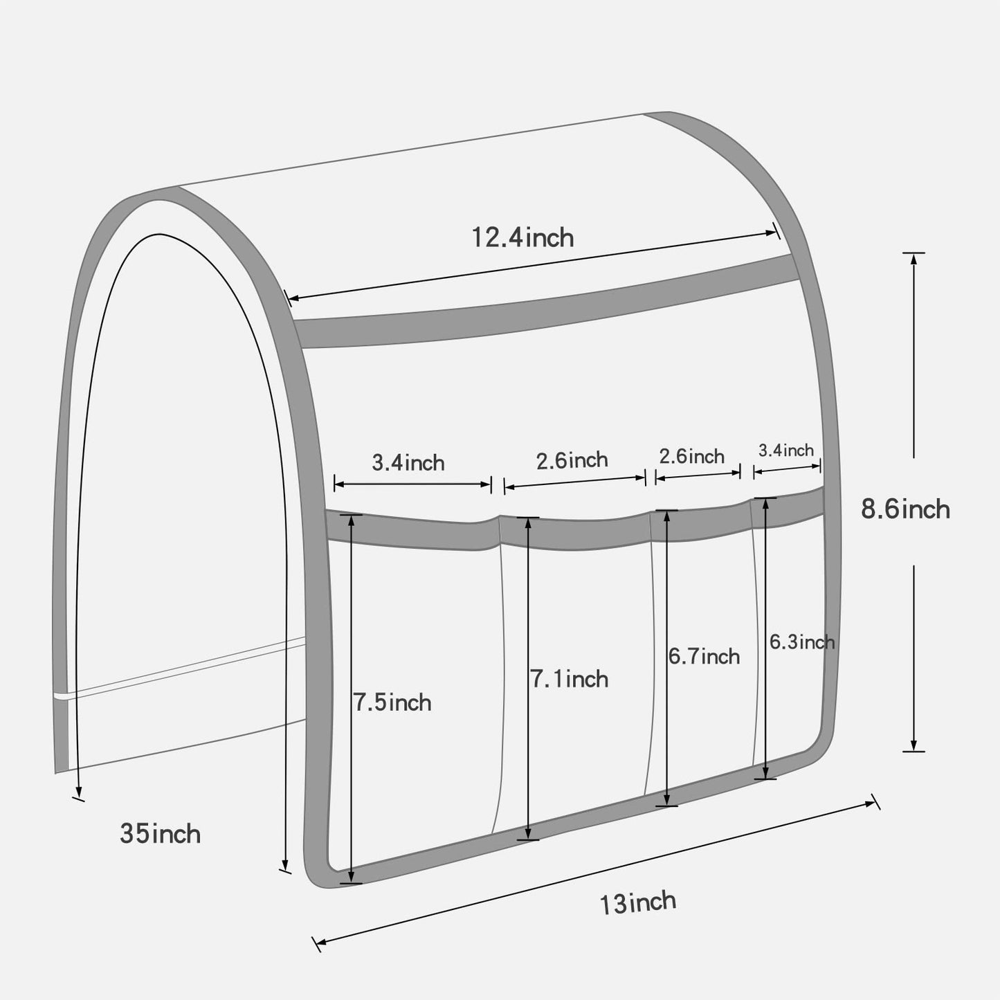 NB Sofa Armrest Organize Remote Holder Bedside Caddy Organizer with 5 Pockets,Non-Slip Couch Remote Control Holder Couch Armchair Caddy Accessories (Beige, 35"X12.4")