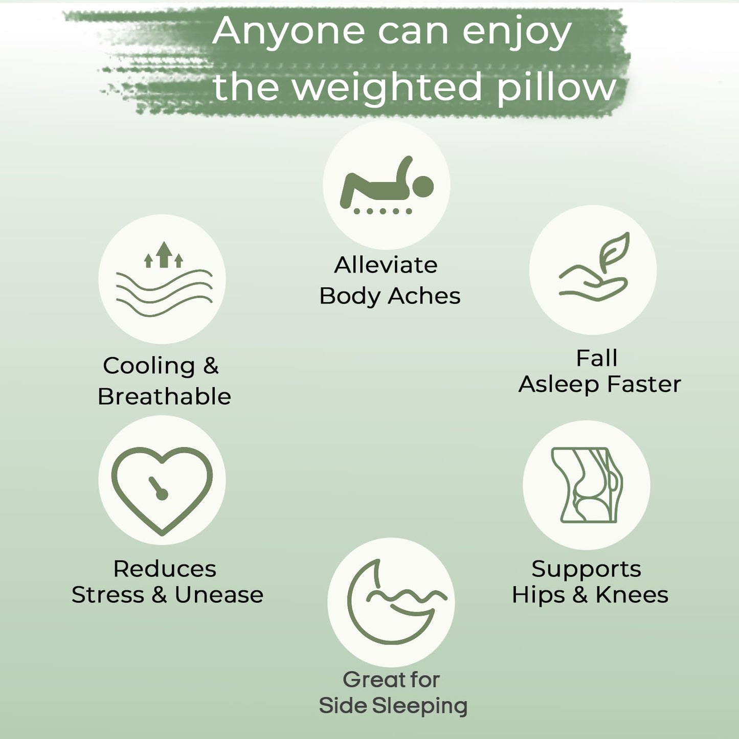 ZonLi Cooling Weighted Body Pillow for Deep Sleep and Mood Relaxation (41" x 10") 6.5lbs, Washable Bamboo Cover, Quilted Glass Beads Weighted Pillows for Bedroom, Sofa, Adults, Side and Hot Sleepers