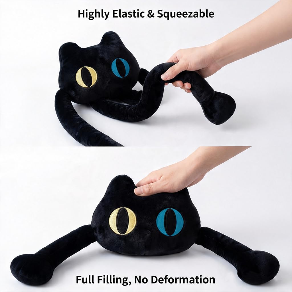 vitegaw Long Cat Plush Pillow, 39" Cute Black Cat Stuffed Animals Kawaii Soft Plushies,Big Plush Toys Gift for Girlfriend