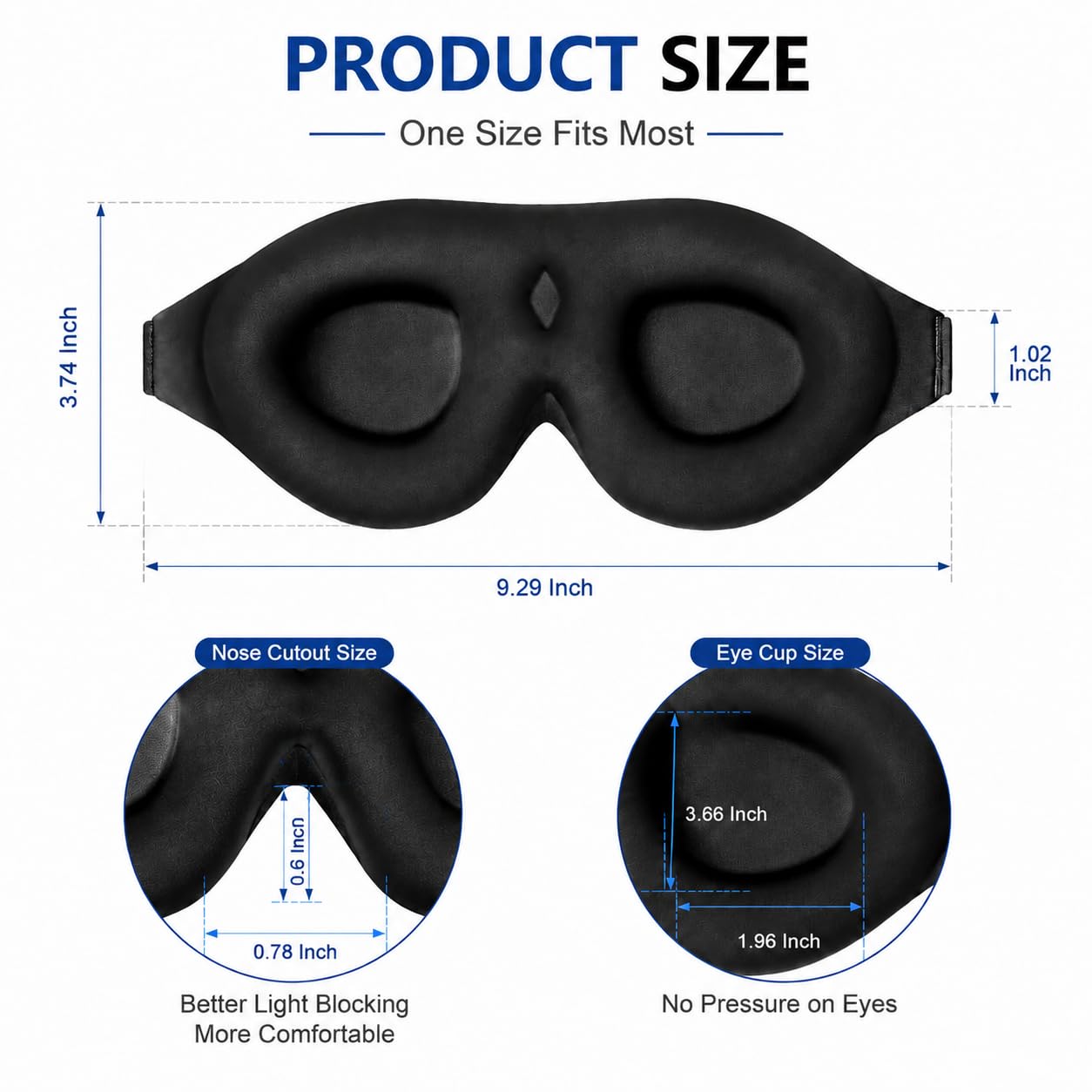 ALASKA BEAR Sleep Mask Memory Foam Contoured Eye Cups for Women and Men, Soft 3D Blackout Eye Mask for Sleeping No Pressure on Eyelids and Eyelashes Protection, Earplugs Set, Black