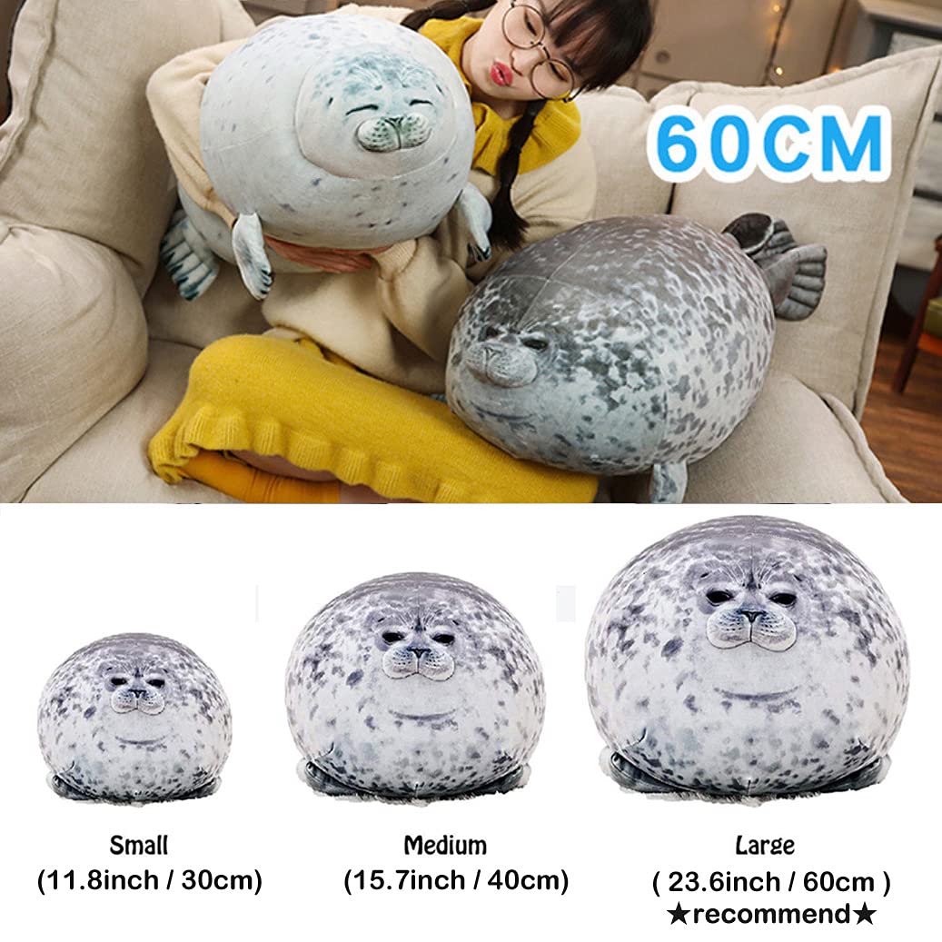 ETAOLINE Chubby Blob Seal Pillow Cute Seal Plush Toy Cotton Stuffed Animals (Medium)