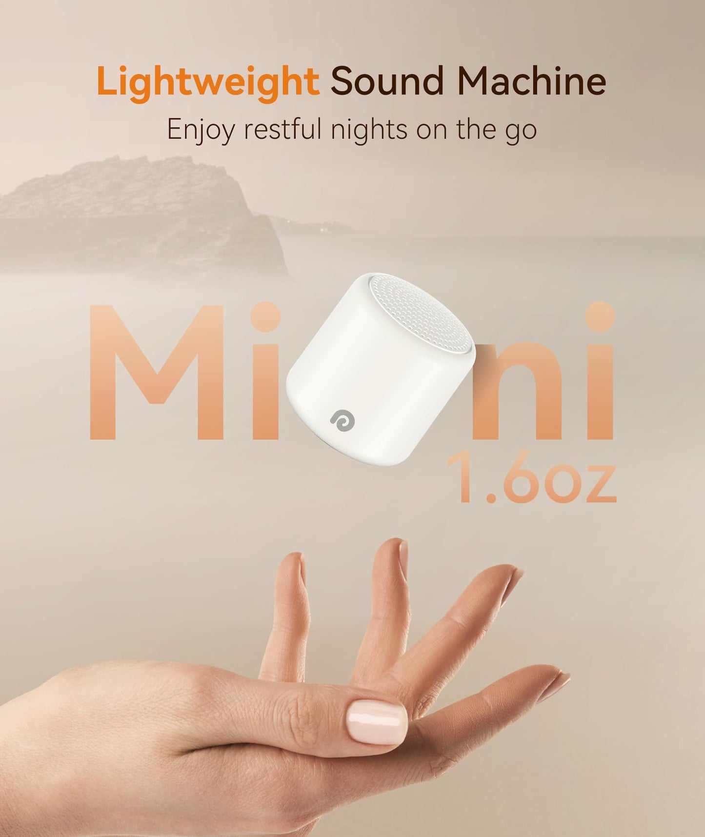 Dreamegg Portable White Noise Machine, 1000mAh Battery, Travel Sleep, Cream