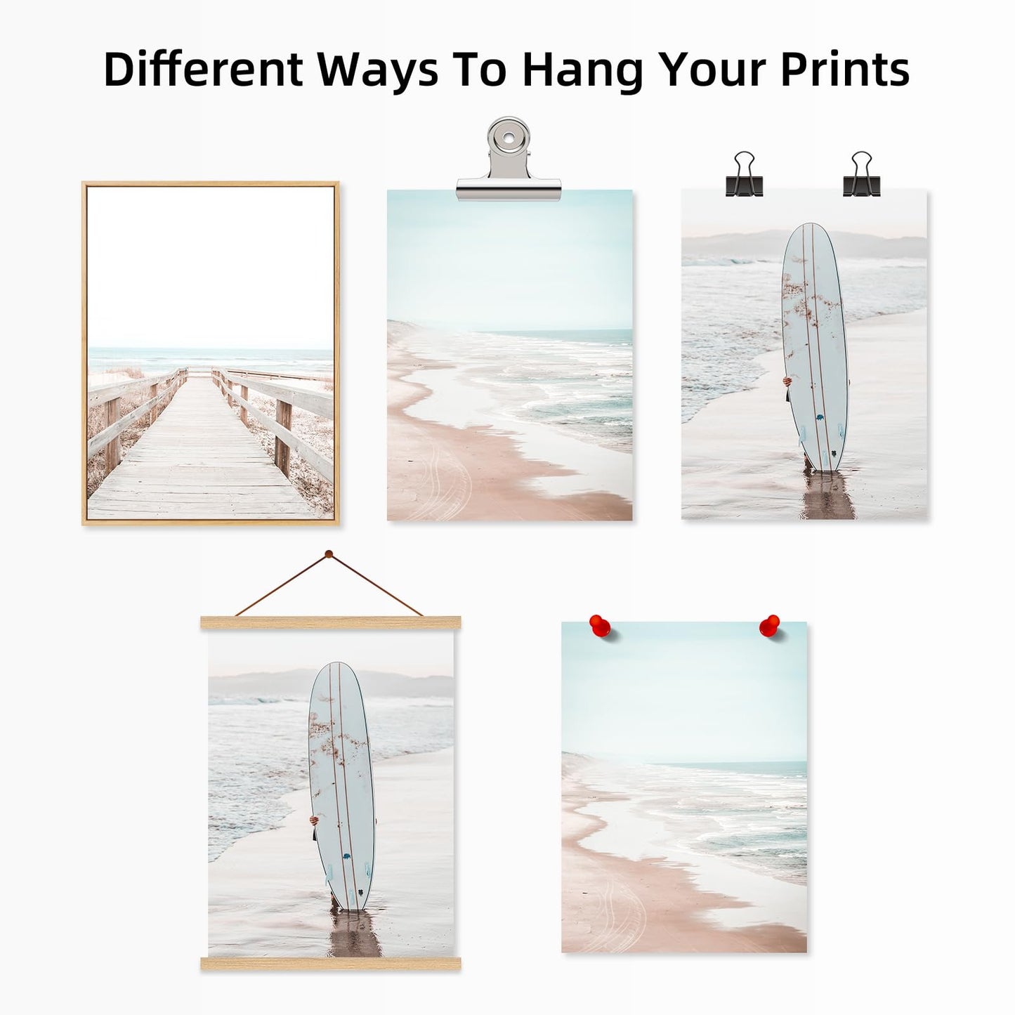 Beach Coastal Wall Art Pictures Beachy Ocean Canvas Wall Decor Surf Aesthetic Wall Art Surfboard Beach Painting Poster Coastal Ocean Artwork Prints for Bathroom Room 16x24 Inch Unframed Set of 3