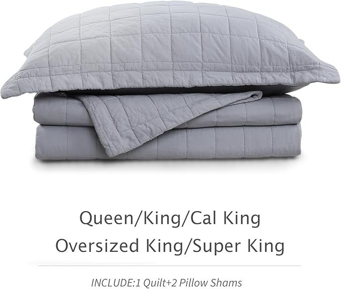 100% Cotton Quilt Sets Super King Size - Soft Lightweight Quilt Bedding Set for Bedroom Decor-Bedspread in Geometric Pattern with 2 Pillow Shams for All Season, 120x128 inches