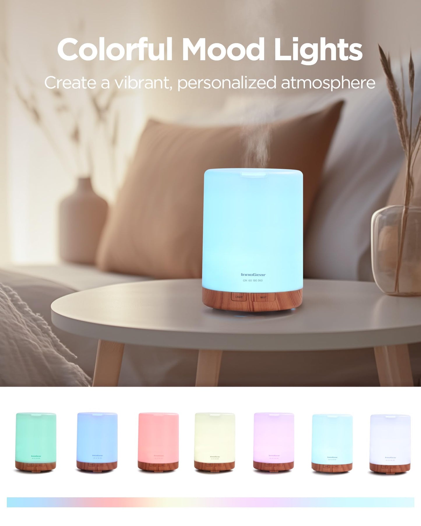 InnoGear 300ML Essential Oil Diffuser, Premium 5-in-1 Ultrasonic Aromatherapy Diffusers Mother's Gift Scent Humidifier Aroma Diffuser Vaporizer Auto-Off Timer for Room Office Home, Yellow, Medium