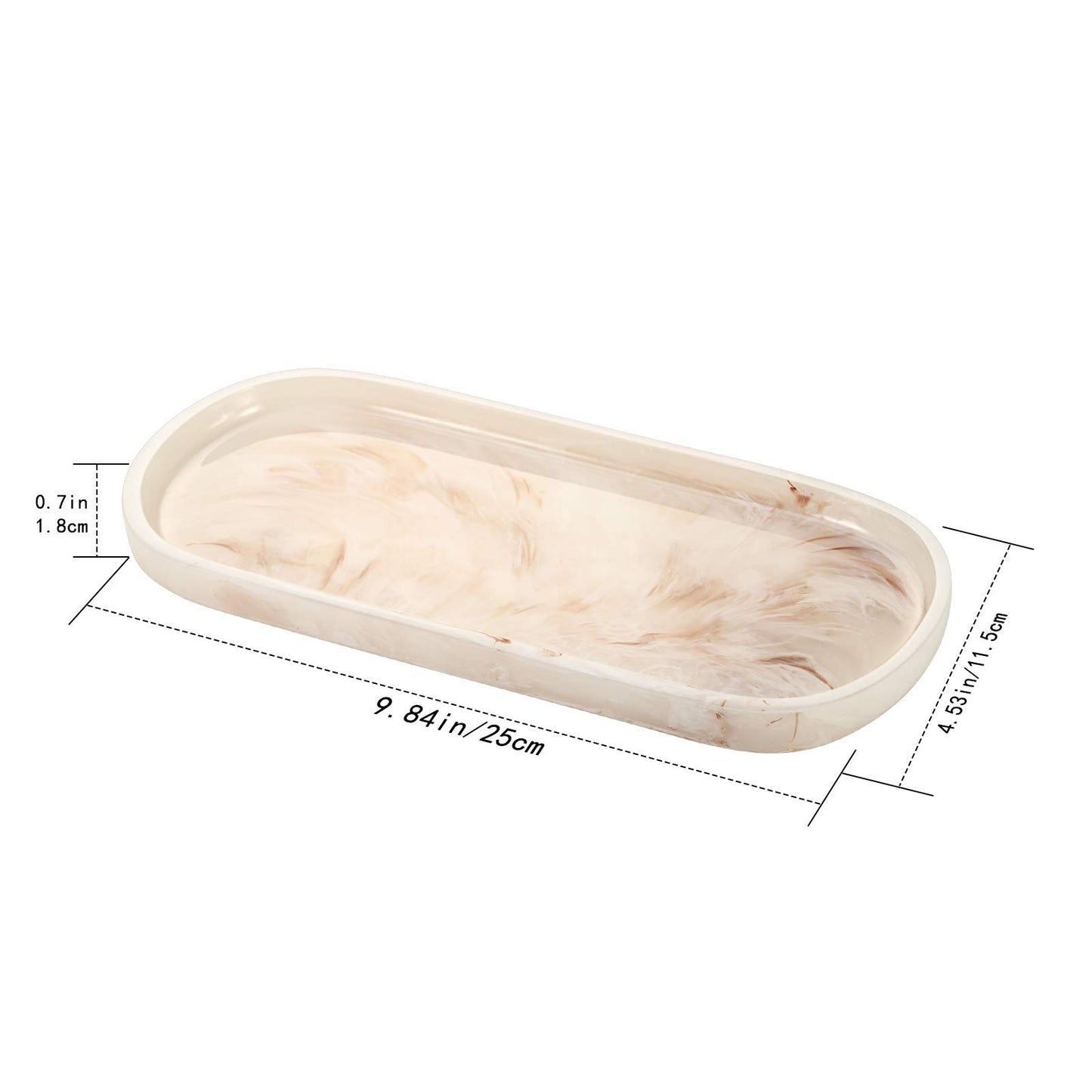 Emibele Jewelry Organizer Oval Resin Tray, Bathroom Kitchen Dresser Vanity Tray Jewelry Dish Ring Holder Cosmetic Organizer for Candle Perfume Soap Shampoo Small Plant Home Decor, Ink Khaki