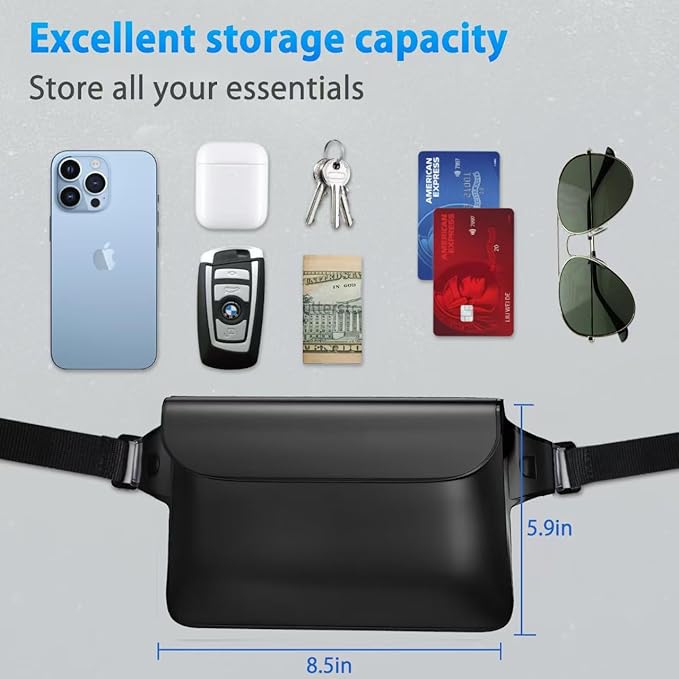 Waterproof Phone Pouch,Dual Space Waterproof Lanyard Phone Case,Waterproofs Phone Case,Fanny Pack,Suitable for all mobile phones,Comfortable Calls Sealed Touchable Face Recognition(2PCS)