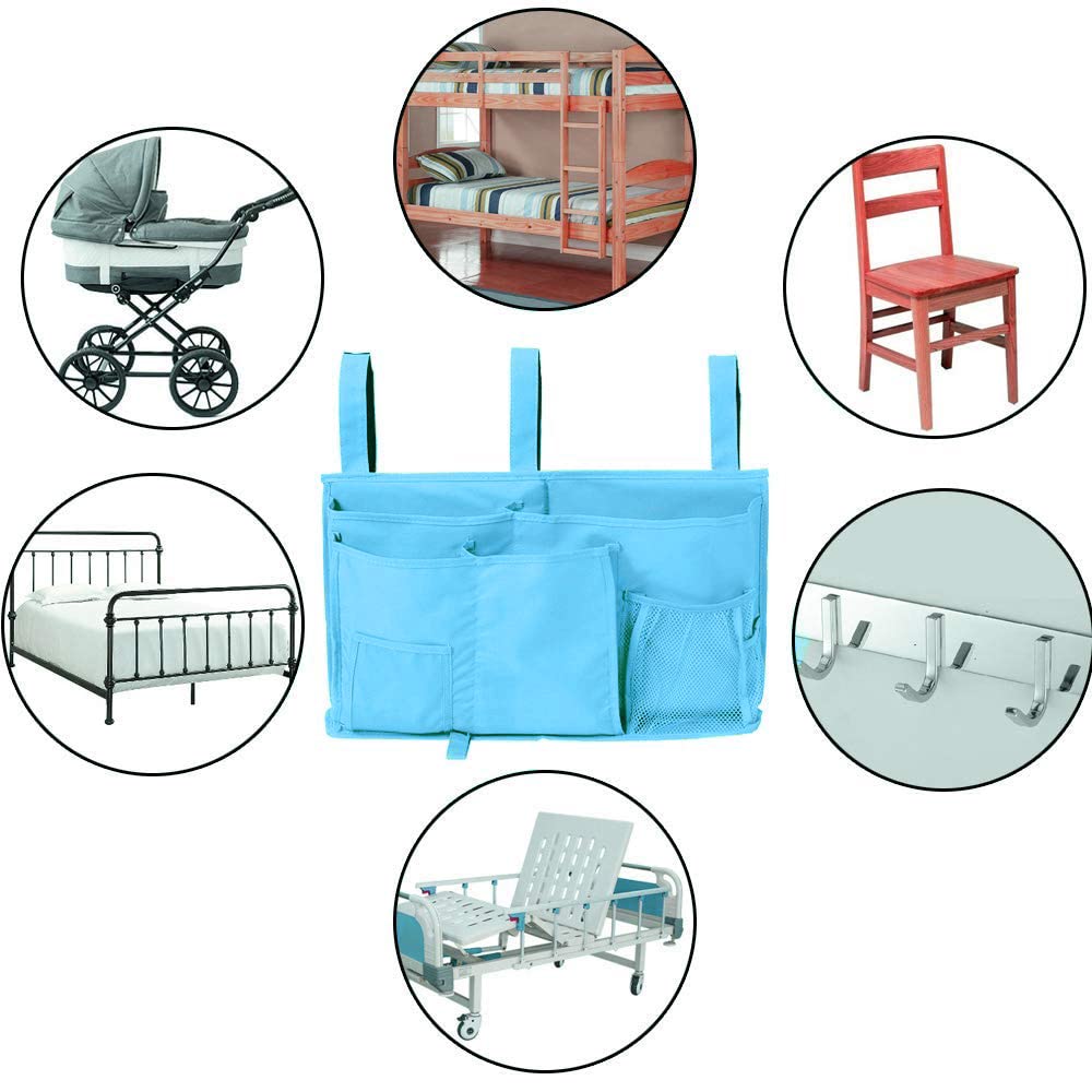 Sugaroom Bedside Storage Caddy, Bunk Bed Organizer Bed Storage Pocket Bedside Organizer Hanging Bed Storage Caddy for College Dorm Room, Hospital Bed Rails, Baby Bed, Camp