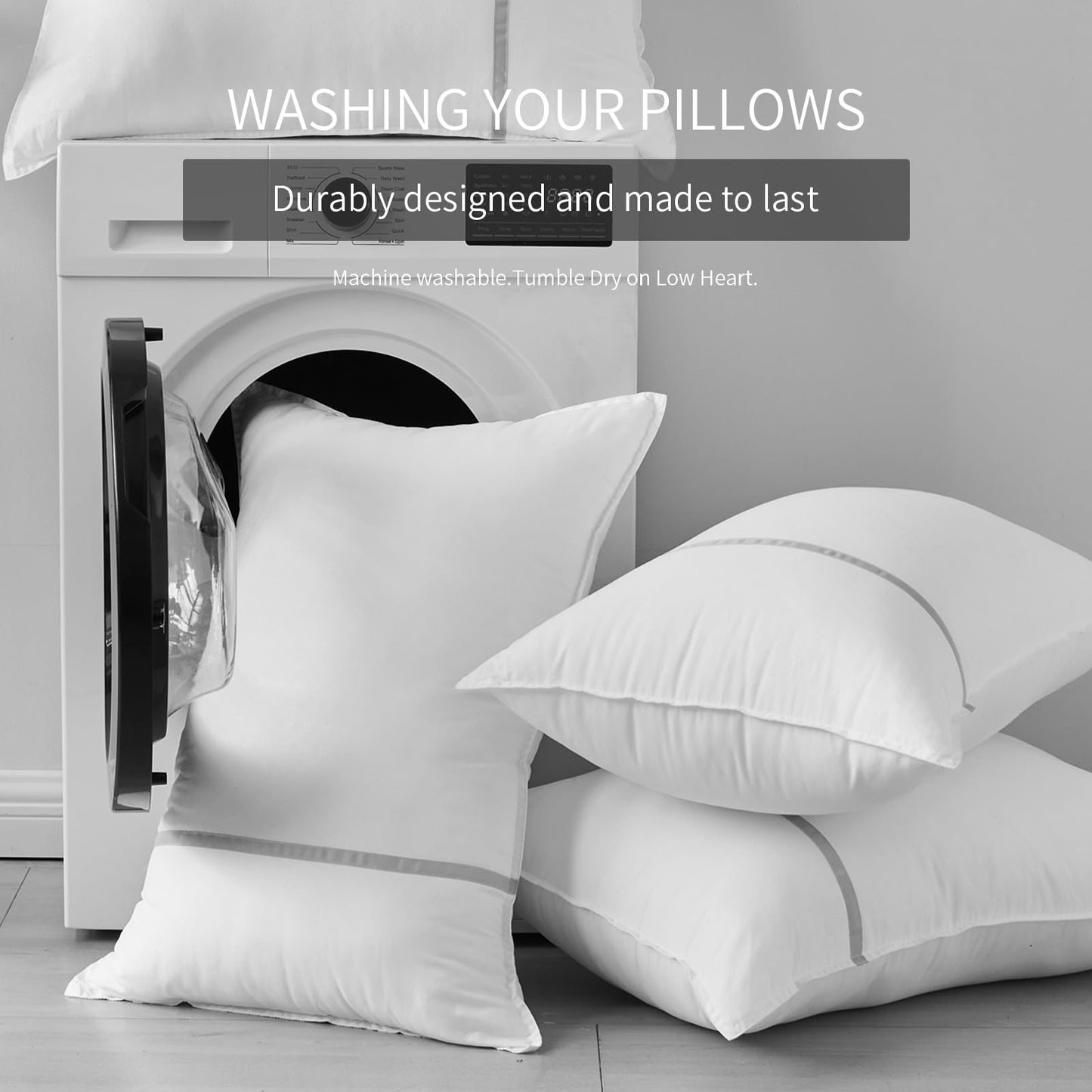 MUFEW King Size Pillows Set of 2, Medium Firm Hotel Pillows for Sleeping, Cooling Bed Pillows for Side & Back Sleepers, Down Alternative Filling, 20 x 34 Inches