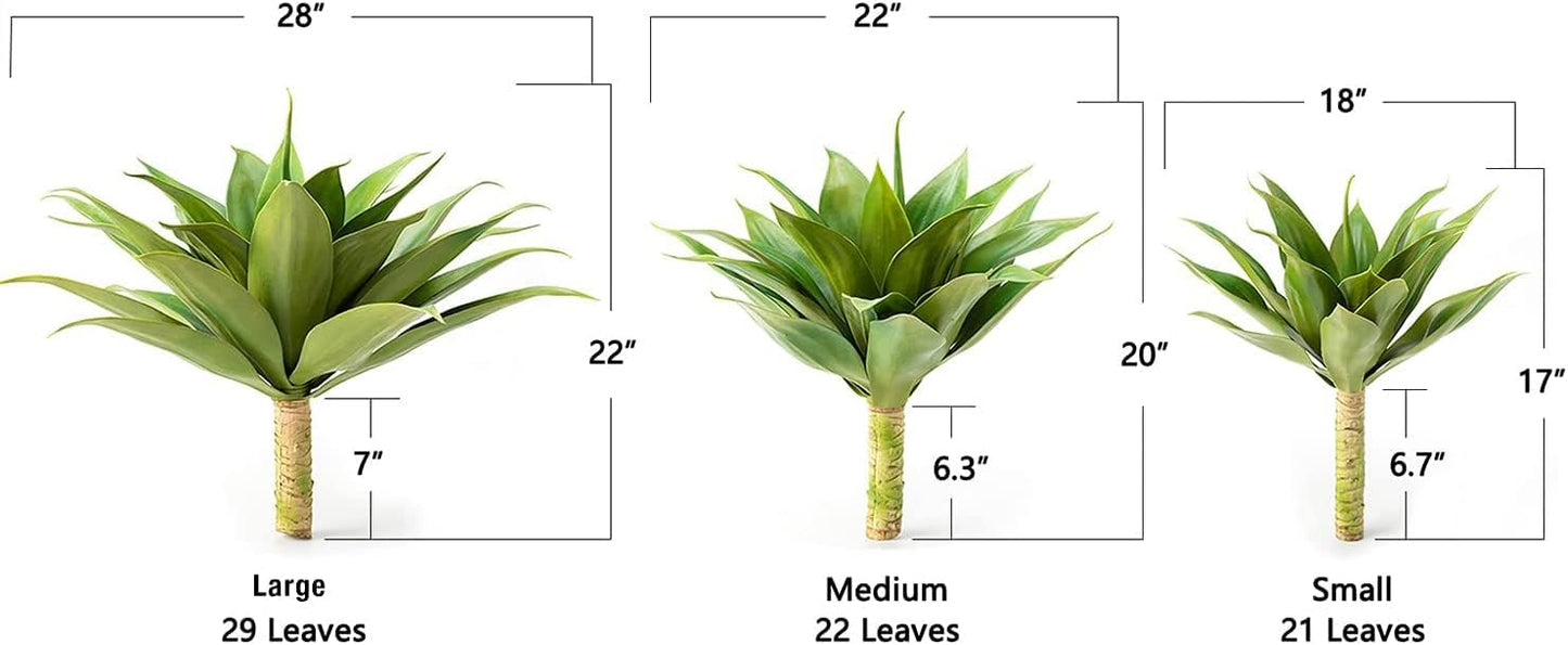 Velener 28 Inch Artificial Agave Plants Outdoor Set, Large Fake Plants Indoor for Home Decor, Realistic UV Resistant Faux Succulents Plants Without Pot, Set of 2