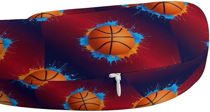 Travel Neck Pillow Memory Foam Chin Cushion Basketball, Washable Cover for Men Women Youth Airplane Car Pain Relief