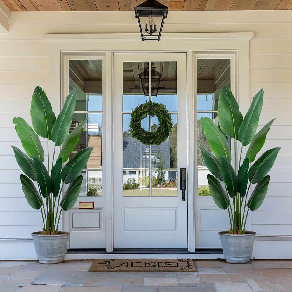 YEPDIN Artificial Bird of Paradise Plant 5 Ft Tall Fake Banana Leaf Plant for Indoors and Outdoors,Faux Palm Tree with Plastic Pot for Office and Home Decor,L1602PCS
