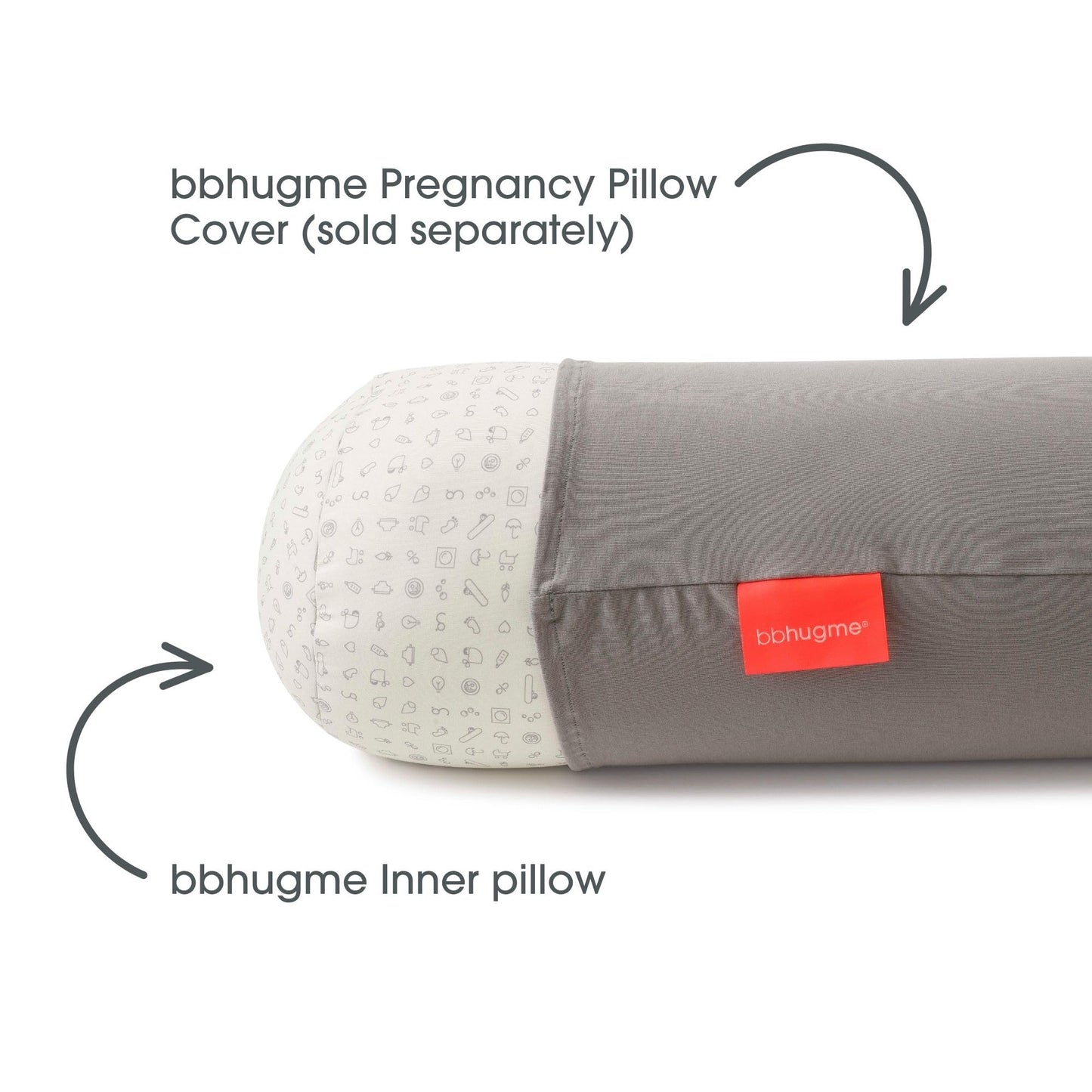bbhugme Adjustable Pregnancy Pillow with Eucalyptus Cover & Extra Stone Cover - Full Body Support for Side Sleeping During Pregnancy