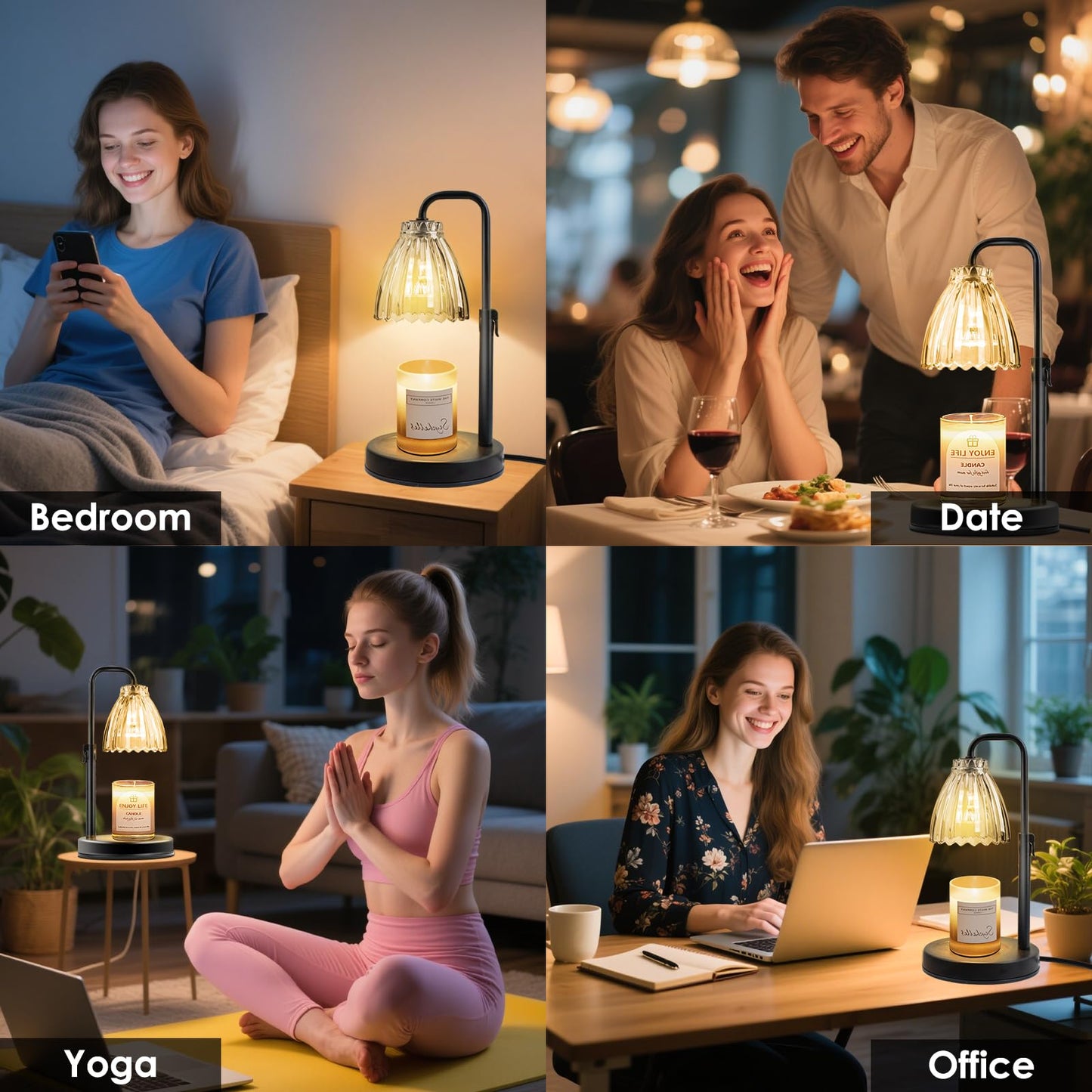 hyrion Candle Warmer Lamp with Timer Dimmable, Birthday Gifts for Women Mom, Adjustable Height Candle Warmer for Jar Candles, Flower Flameless Candle Lamps with 2 Bulbs, Housewarming, Home Decor