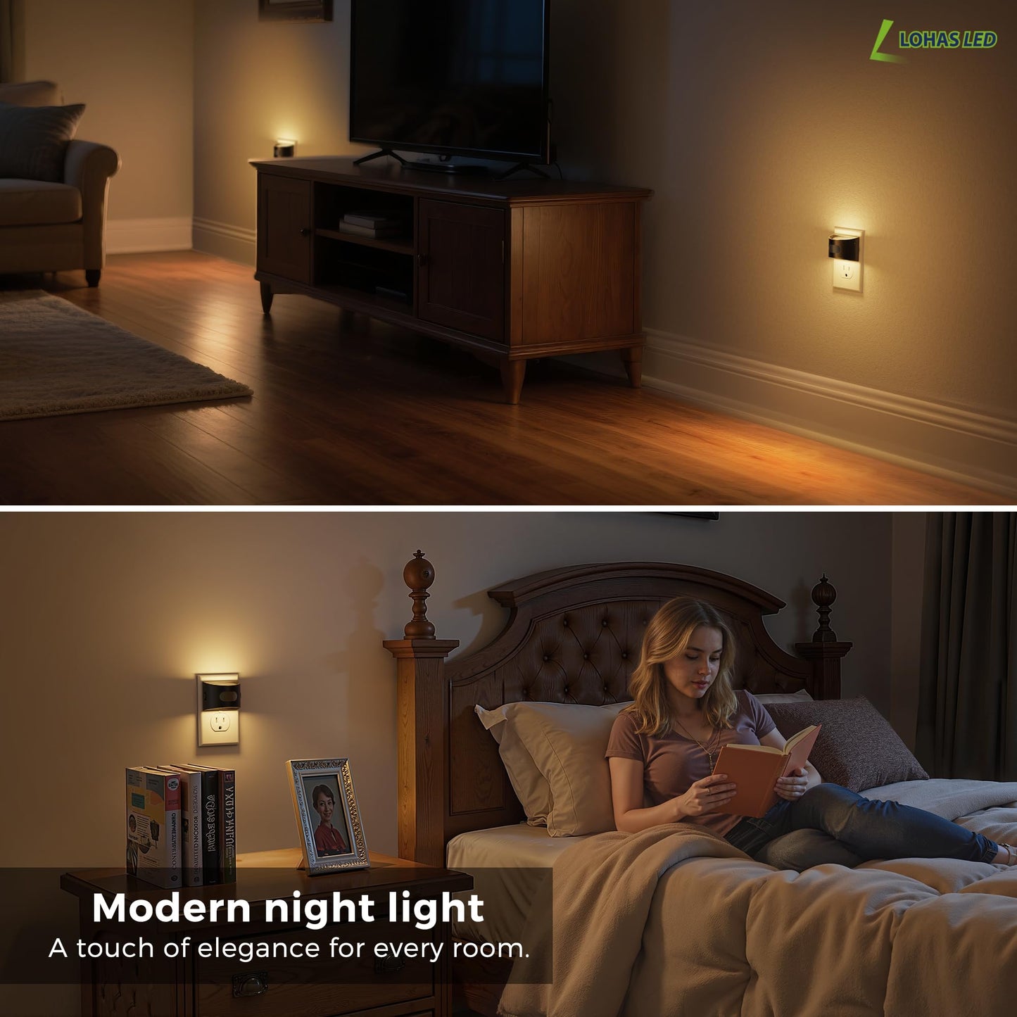L LOHAS LED Motion Sensor Night Light, Night Lights Plug into Wall with with Motion Sensor & Dusk to Dawn Sensor, Motion Activated LED Night Light, 3000K Soft White, 4 Pack