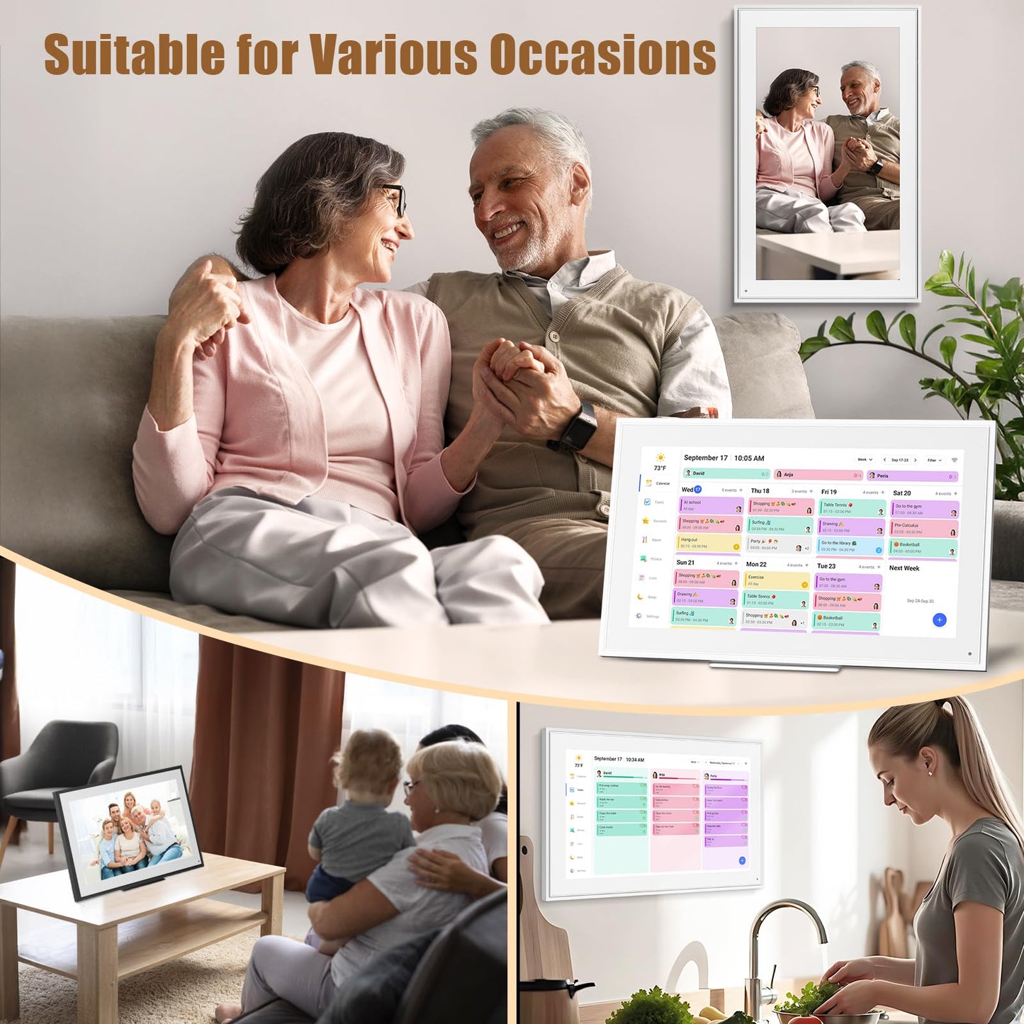 Digital Calendar:15.6-inchWall Planner Electronic Calendar & Chore Chart, Smart Touchscreen Interactive Display for Family Schedules– Wall and Desk Mountable, Great for Organizing Your 2026 Calendar