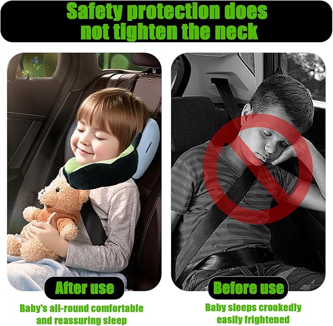 Travel Pillow for Kids & Adults Car Neck Pillow Memory Cotton U-Shaped Neck Pillow Soft Head Support Travel Accessories for Airplane Car Train Bus (Dinosaur)