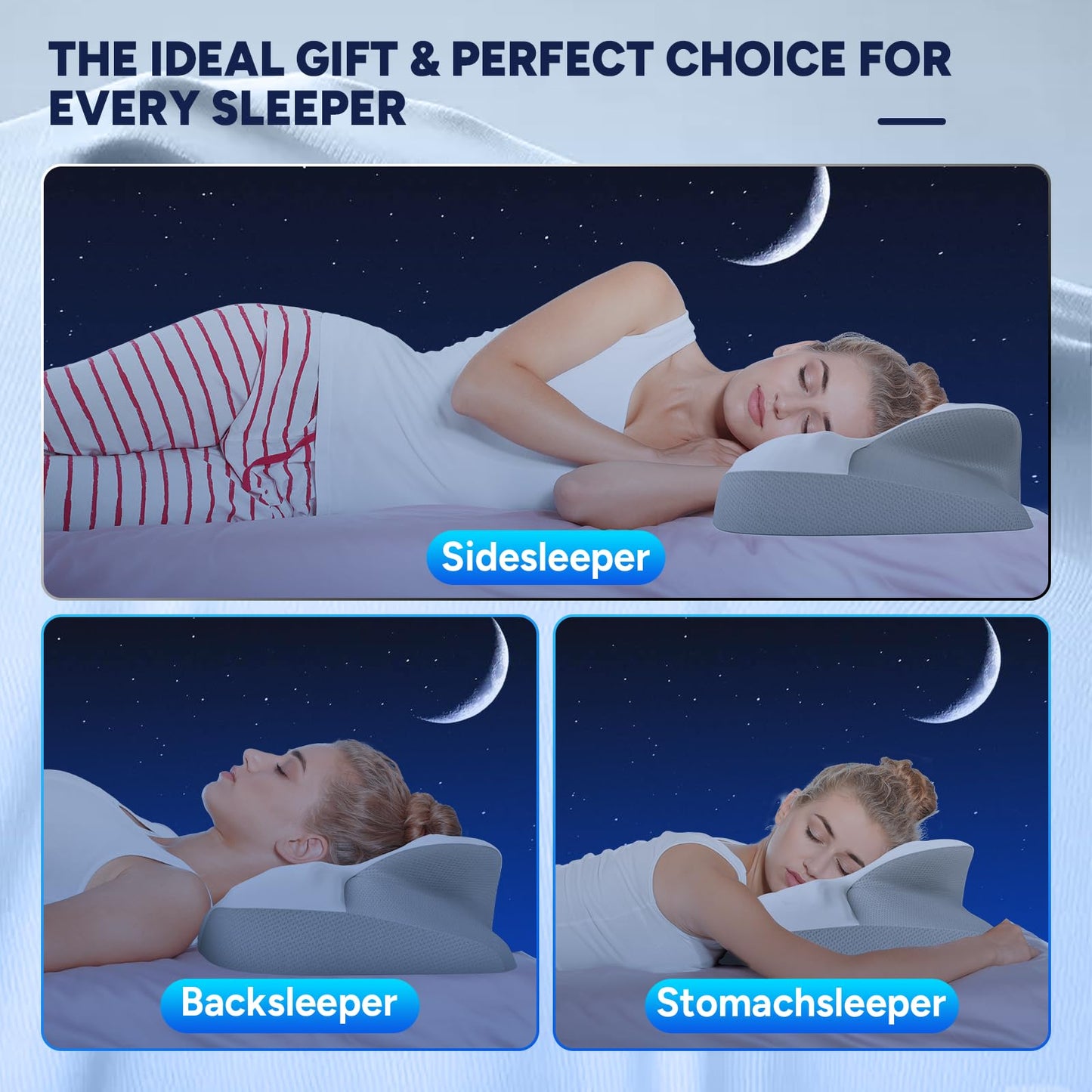 Ergonomic Cervical Pillow for Neck and Shoulder Support, Contour Memory Foam for Side and Back Sleepers, Hypoallergenic Design with Removable Pillowcase