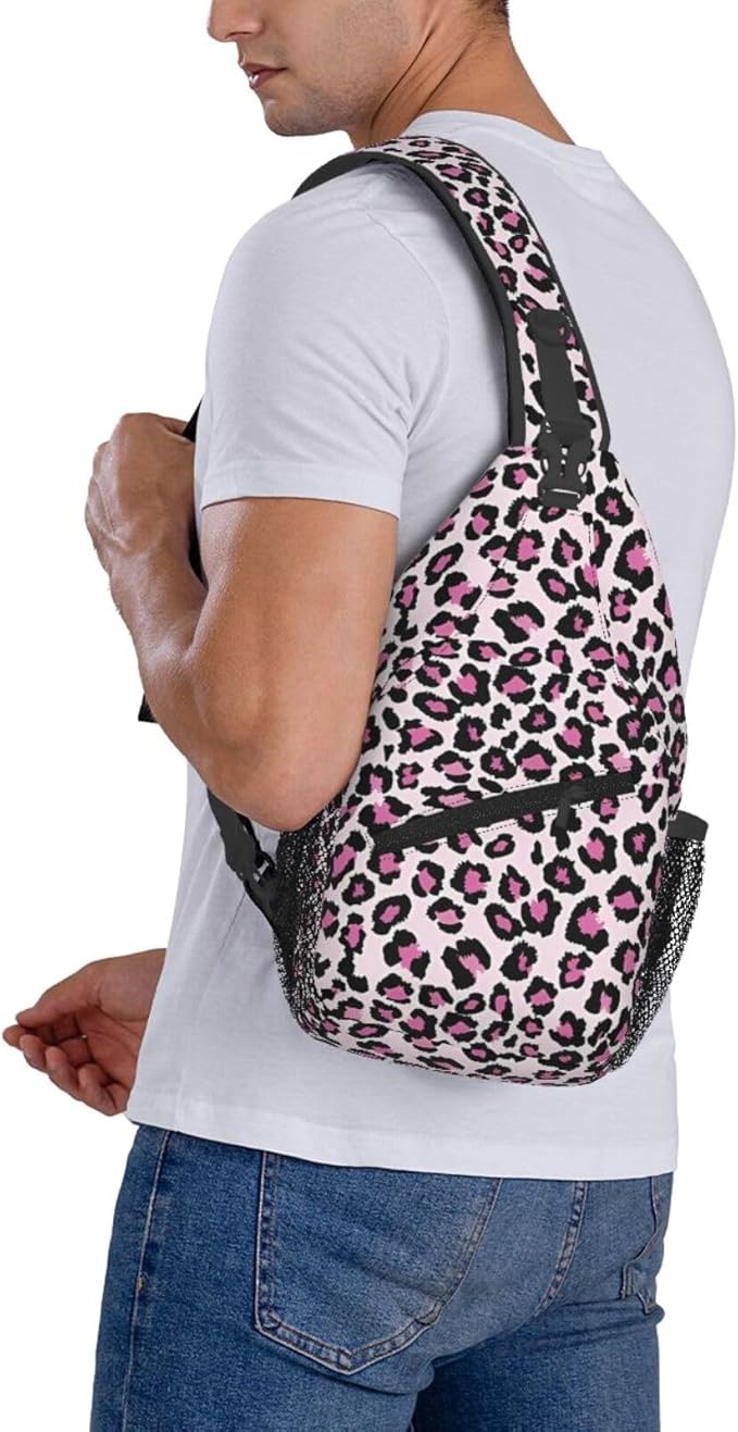 QFXUYNG Leopard Print Adult Sling Bag Unisex Chest Bags Crossbody Backpack Casual Daypacks Shoulder Bag for Women Men Cycling Hiking Travel