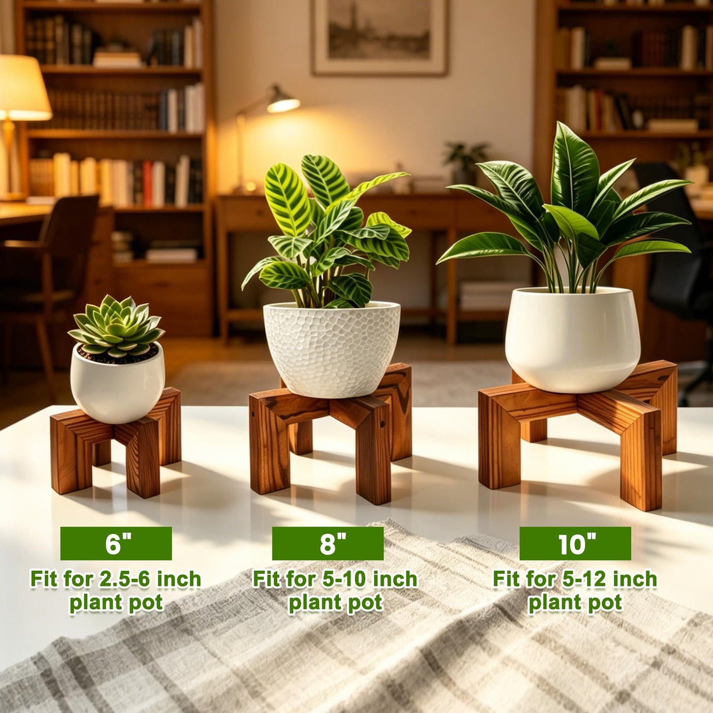 Phyluckny Wood Plant Stand Indoor Outdoor, Mid Century Modern Planter Holder, Sturdy Plant Pot Stand, Single Floor Flower Pot Holder (Walnut, Fit 2.5-8 Inch Pots)
