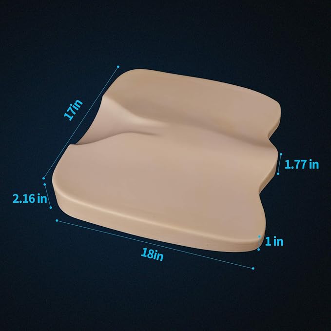 LARROUS Car Seat Cushion - Comfort Memory Foam Seat Cushion for Car Seat Driver, Tailbone (Coccyx) Pain Relief Pad, Car Seat Cushions for Driving, Office Chair Cushion (Brown)