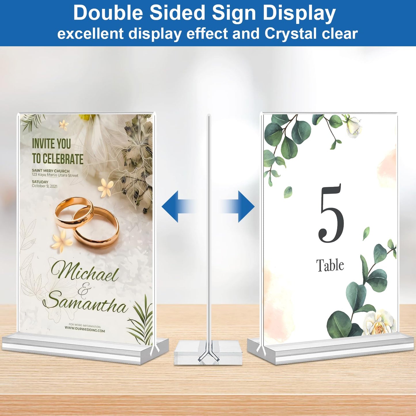 Acrylic Sign Holder 4x6, 20 Pack Clear Table Vertical Double Sided Table Menu Display, Plastic Desktop Picture Frames Stand Acrylic Paper Holder TableTop Sign Holder for Wedding Office Show Fair