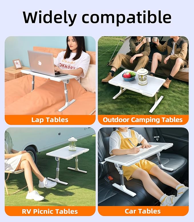 DICMKY Large Car Seat Tray Table, Foldable Travel Tray for Kids Car Seat, Height Adjustable Car Lap Desk for Laptop Computer Tablet, Rear Seat Food Eating Tray, Car Travel Essentials for Long Trips